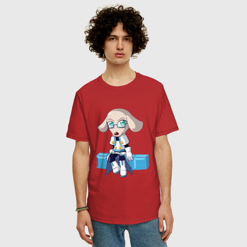 Мужская футболка хлопок Oversize с принтом Овечка и тетрис блок, фото на моделе #1