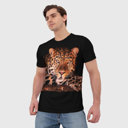 Мужская футболка 3D Ягуар на дереве - фото 2