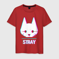 Светящаяся мужская футболка Stray в стиле glitch и баги графики