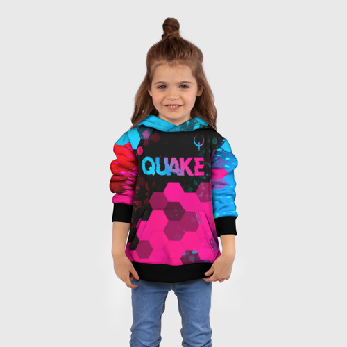 Детская толстовка 3D Quake - neon gradient: символ сверху, цвет черный - фото 4
