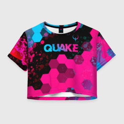 Женская футболка Crop-top 3D Quake - neon gradient: символ сверху