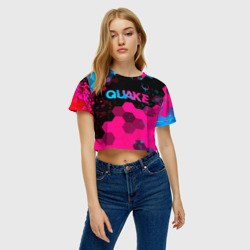 Женская футболка Crop-top 3D Quake - neon gradient: символ сверху - фото 2