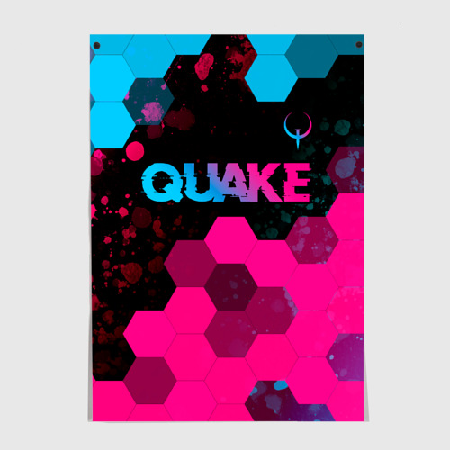 Постер Quake - neon gradient: символ сверху