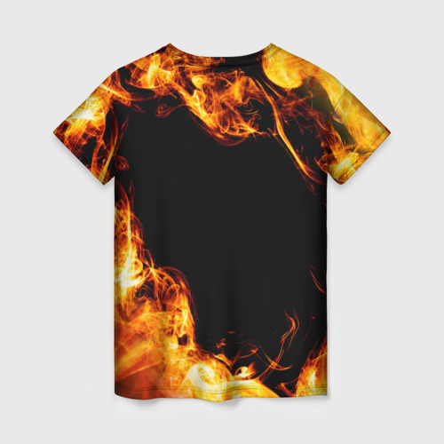 Женская футболка 3D с принтом Paramore и пылающий огонь, вид сзади #1