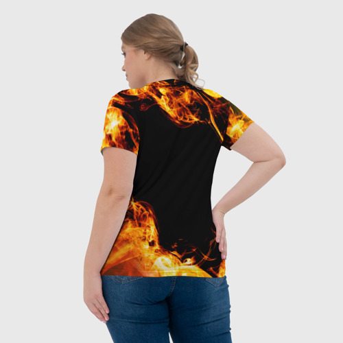 Женская футболка 3D с принтом Paramore и пылающий огонь, вид сзади #2