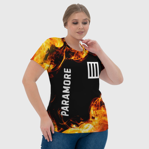 Женская футболка 3D с принтом Paramore и пылающий огонь, фото #4
