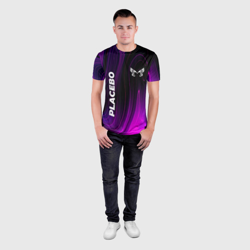 Мужская футболка 3D Slim с принтом Placebo violet plasma, вид сбоку #3