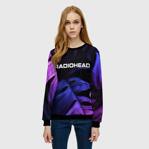 Женский свитшот 3D Radiohead neon monstera, цвет 3D печать - фото 3