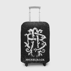 Чехол для чемодана 3D Nickelback с потертостями на темном фоне