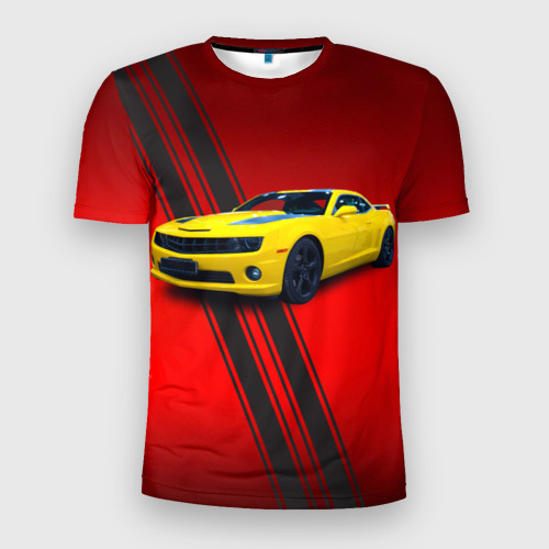 Мужская футболка 3D Slim Спортивный американский автомобиль Chevrolet Camaro, цвет 3D печать