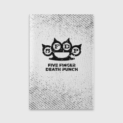 Обложка для паспорта матовая кожа Five Finger Death Punch с потертостями на светлом фоне