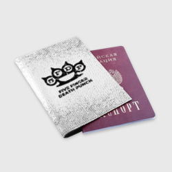 Обложка для паспорта матовая кожа Five Finger Death Punch с потертостями на светлом фоне - фото 2