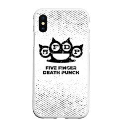 Чехол для iPhone XS Max матовый Five Finger Death Punch с потертостями на светлом фоне