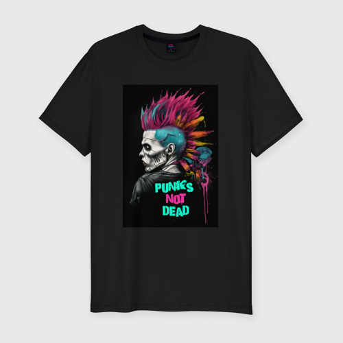 Мужская футболка хлопок Slim с принтом Punks   not  dead, вид спереди #2