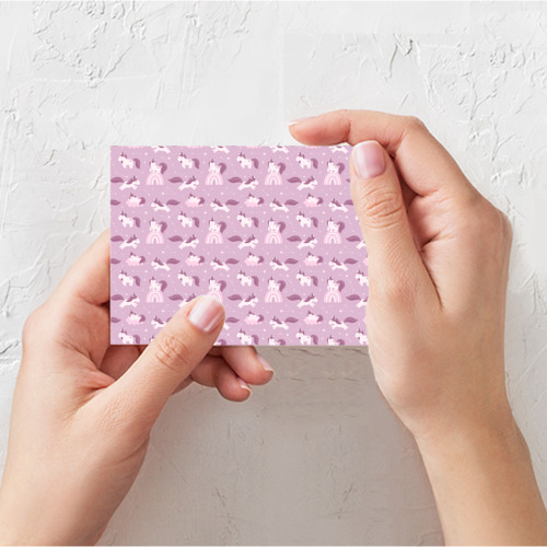 Поздравительная открытка Розовый паттерн с единорогом, цвет белый - фото 3