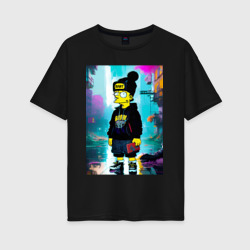 Женская футболка хлопок Oversize Bart Simpson - Street fantasy