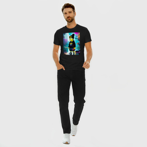 Мужская футболка хлопок Slim Bart Simpson - Street fantasy, цвет черный - фото 5