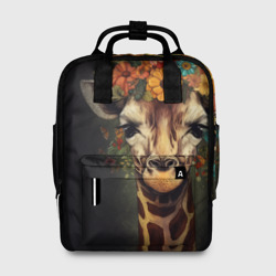 Женский рюкзак 3D Портрет жирафа с цветами: арт нейросети