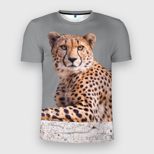 Мужская футболка 3D Slim Гепард дикая кошка, цвет 3D печать