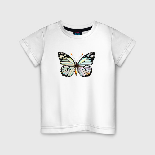 Детская футболка из хлопка с принтом Красивая бабочка, вид спереди №1