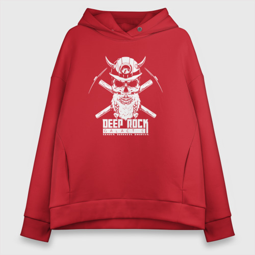 Женское худи Oversize хлопок Deep Rock Galactic art logo, цвет красный