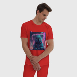 Мужская пижама хлопок Коала в неоновом свете - фото 2