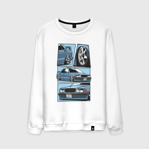 Мужской свитшот хлопок Mercedes-Benz 190E V1 - комикс коллаж