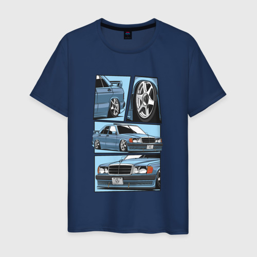 Мужская футболка хлопок Mercedes-Benz 190E V1, цвет темно-синий