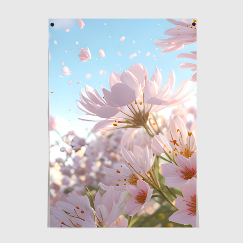 Постер Розовые цветы на фоне неба