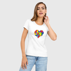 Женская футболка хлопок Slim Сердце из фигур тетриса - фото 2
