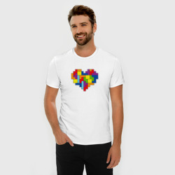 Мужская футболка хлопок Slim Сердце из фигур тетриса - фото 2