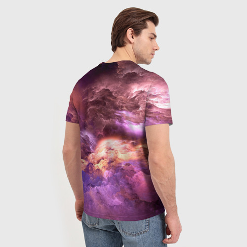 Мужская футболка 3D с принтом Фиолетовое облако, вид сзади #2