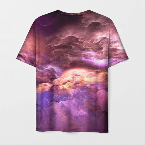 Мужская футболка 3D с принтом Фиолетовое облако, вид сзади #1