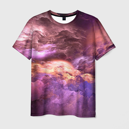 Мужская футболка 3D с принтом Фиолетовое облако, вид спереди #2