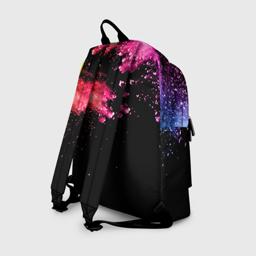 Рюкзак 3D с принтом Яркие брызги на черном, вид сзади #1