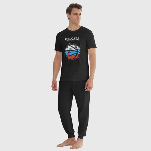 Мужская пижама хлопок Russia basketball, цвет черный - фото 5