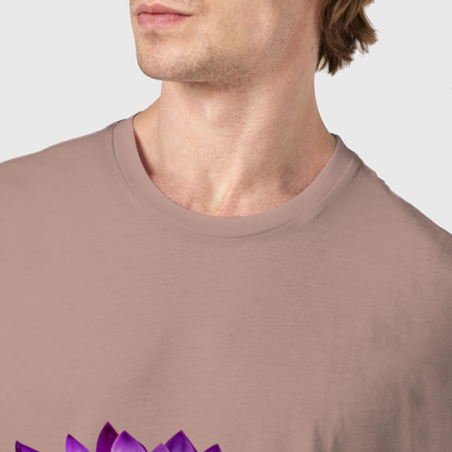 Мужская футболка хлопок с принтом Фиолетовый Лотос, фото #4