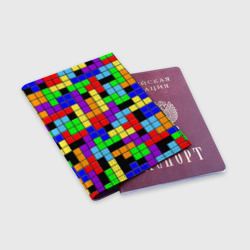 Обложка для паспорта матовая кожа Тетрис цветные блоки - фото 2