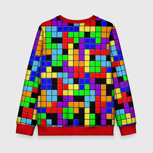 Детский свитшот 3D с принтом Тетрис цветные блоки, вид сзади #1