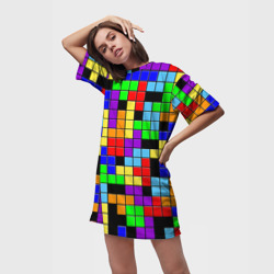 Платье-футболка 3D Тетрис цветные блоки - фото 2