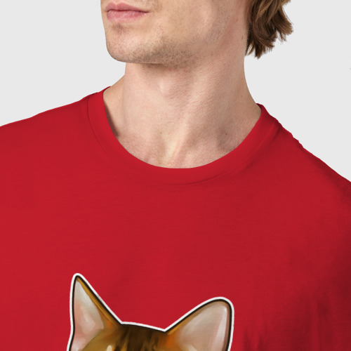 Мужская футболка хлопок Бенгальский кот банан, цвет красный - фото 6