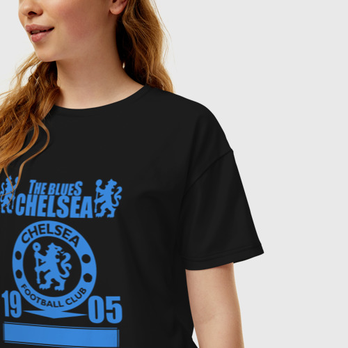 Женская футболка хлопок Oversize FC Chelsea London, цвет черный - фото 3