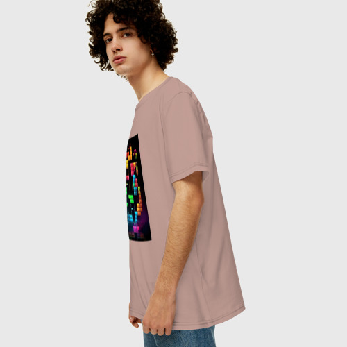 Мужская футболка хлопок Oversize с принтом Цветной  тетрис, вид сбоку #3