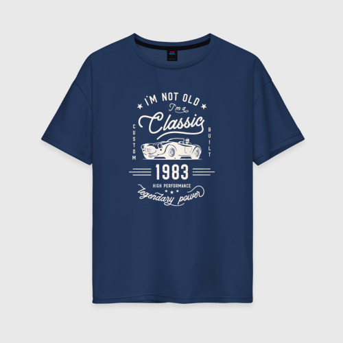 Женская футболка хлопок Oversize Я классический 1983, цвет темно-синий