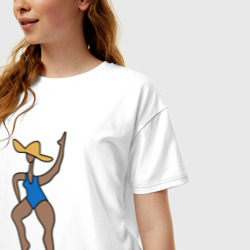 Женская футболка хлопок Oversize Девушка в купальнике и шляпе - абстракция - фото 2