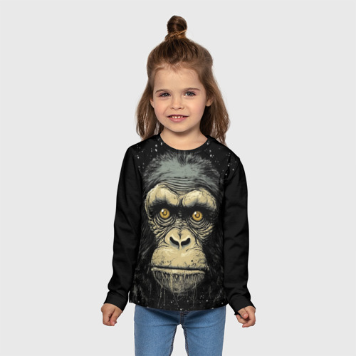 Детский лонгслив 3D Портрет обезьяны: арт нейросети, цвет 3D печать - фото 5