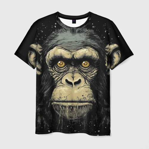 Мужская футболка 3D Портрет обезьяны: арт нейросети, цвет 3D печать