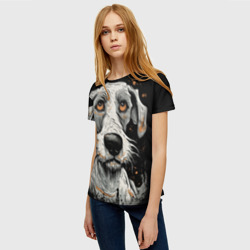 Женская футболка 3D Портрет белой собаки: арт нейросети - фото 2