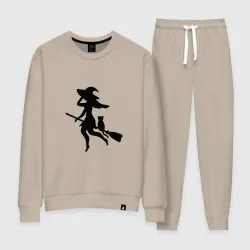 Женский костюм хлопок Ведьмочка и кот на метле