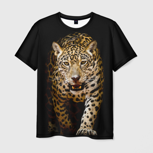 Мужская футболка 3D Ягуар дикая кошка, цвет 3D печать
